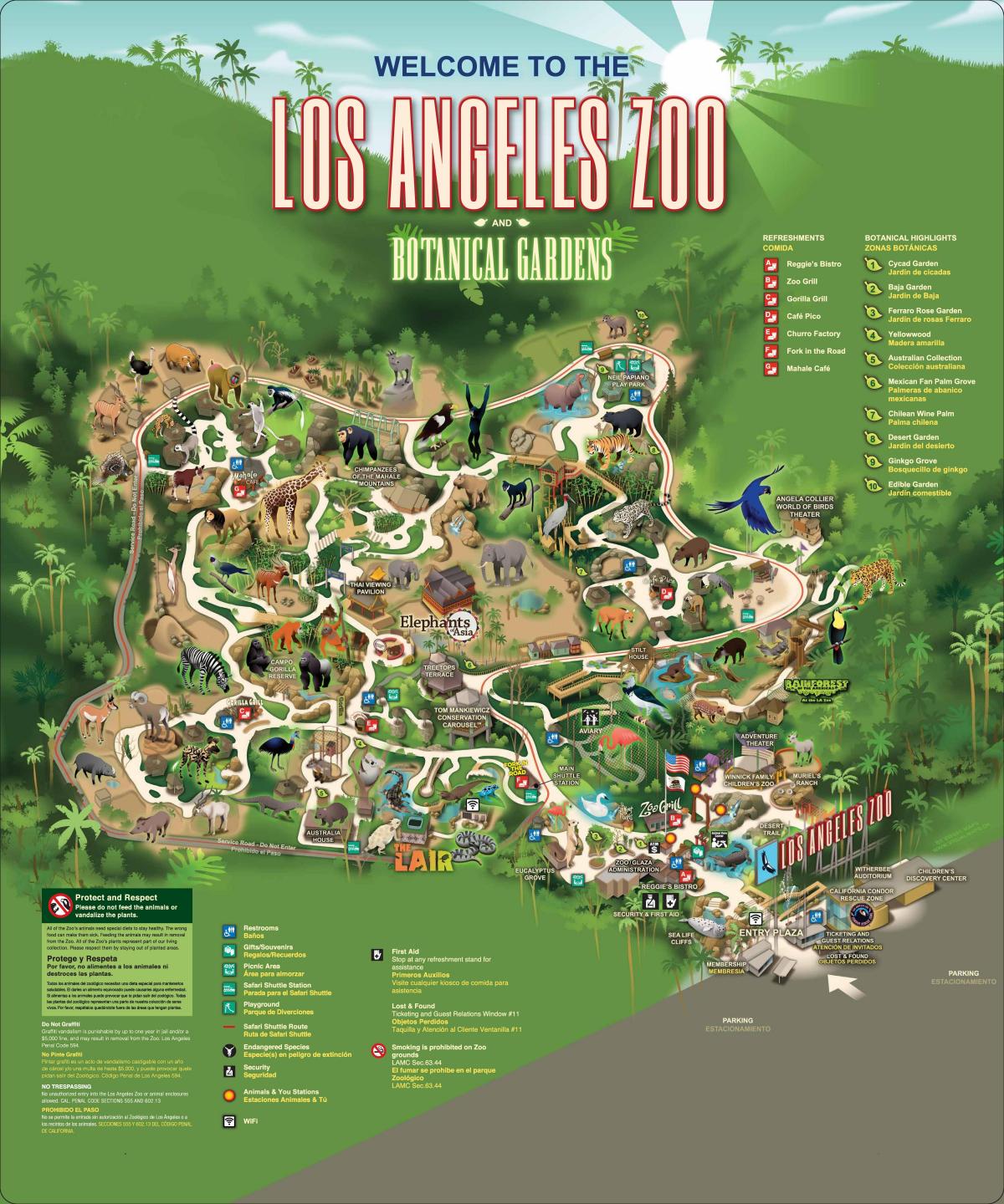 洛杉矶动物园公园地图