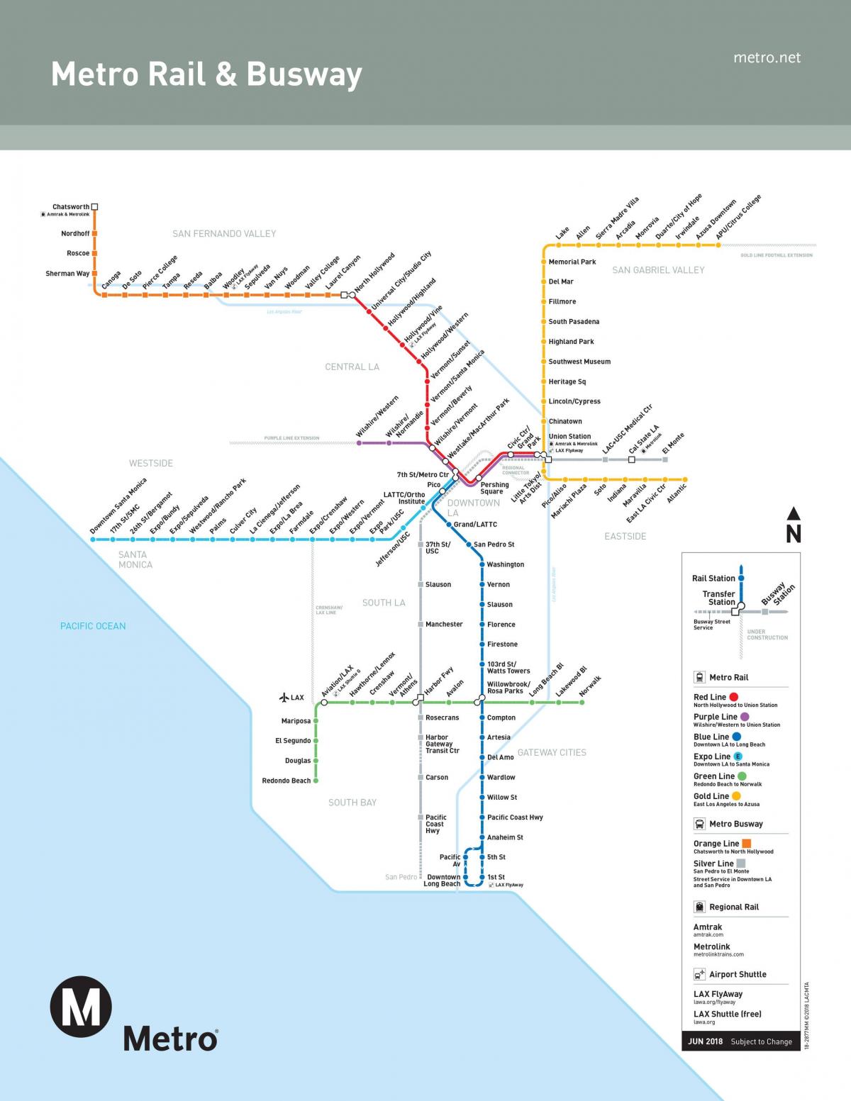 洛杉矶地铁站地图
